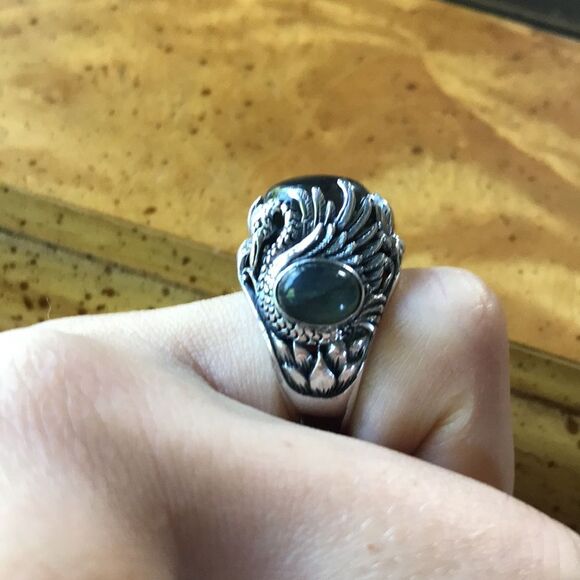 Artistic Natural Labradorite Sterling Silver Cocktail Ring Size 6 - Picture 2 of 8